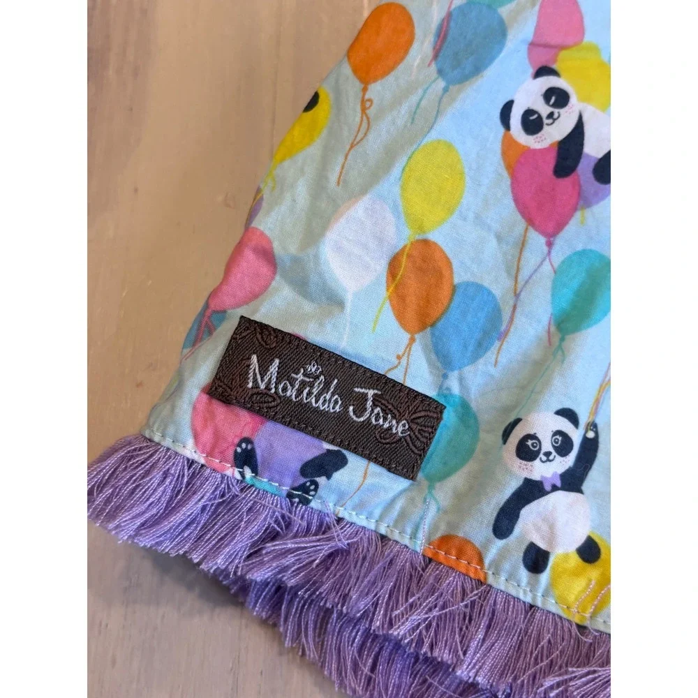 Matilda Jane Girls Panda Balloon Tiered Sundress Blue Pink 8 29143T